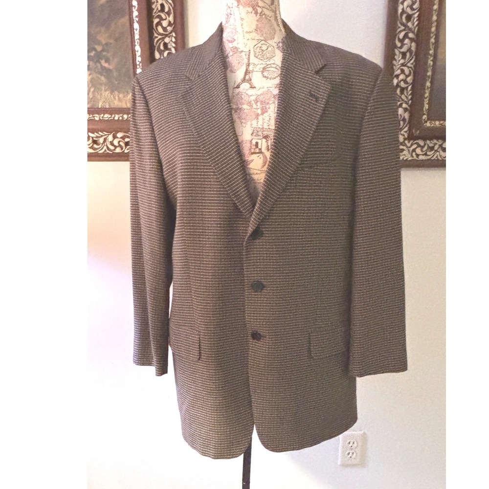 Joseph Abboud for Nordstrom Men's Blazer Jacket Classic Fit Brown Plaid SZ L